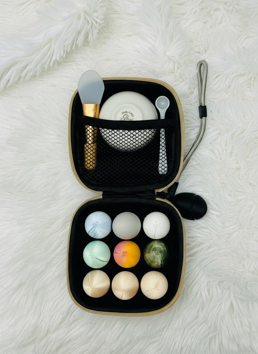 Travel Face Mask Powder Kit | All-in-One Skincare Set with Bowl & Spatula