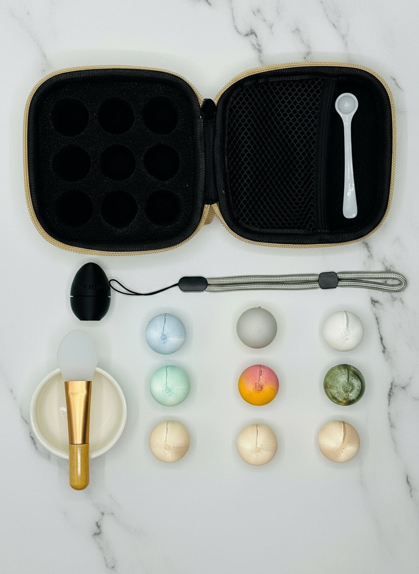 Travel Face Mask Powder Kit | All-in-One Skincare Set with Bowl & Spatula